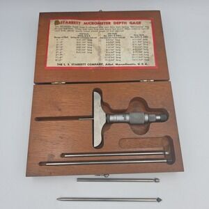 Starrett No. 445 Ratchet Thimble Depth Micrometer Set w/ Case